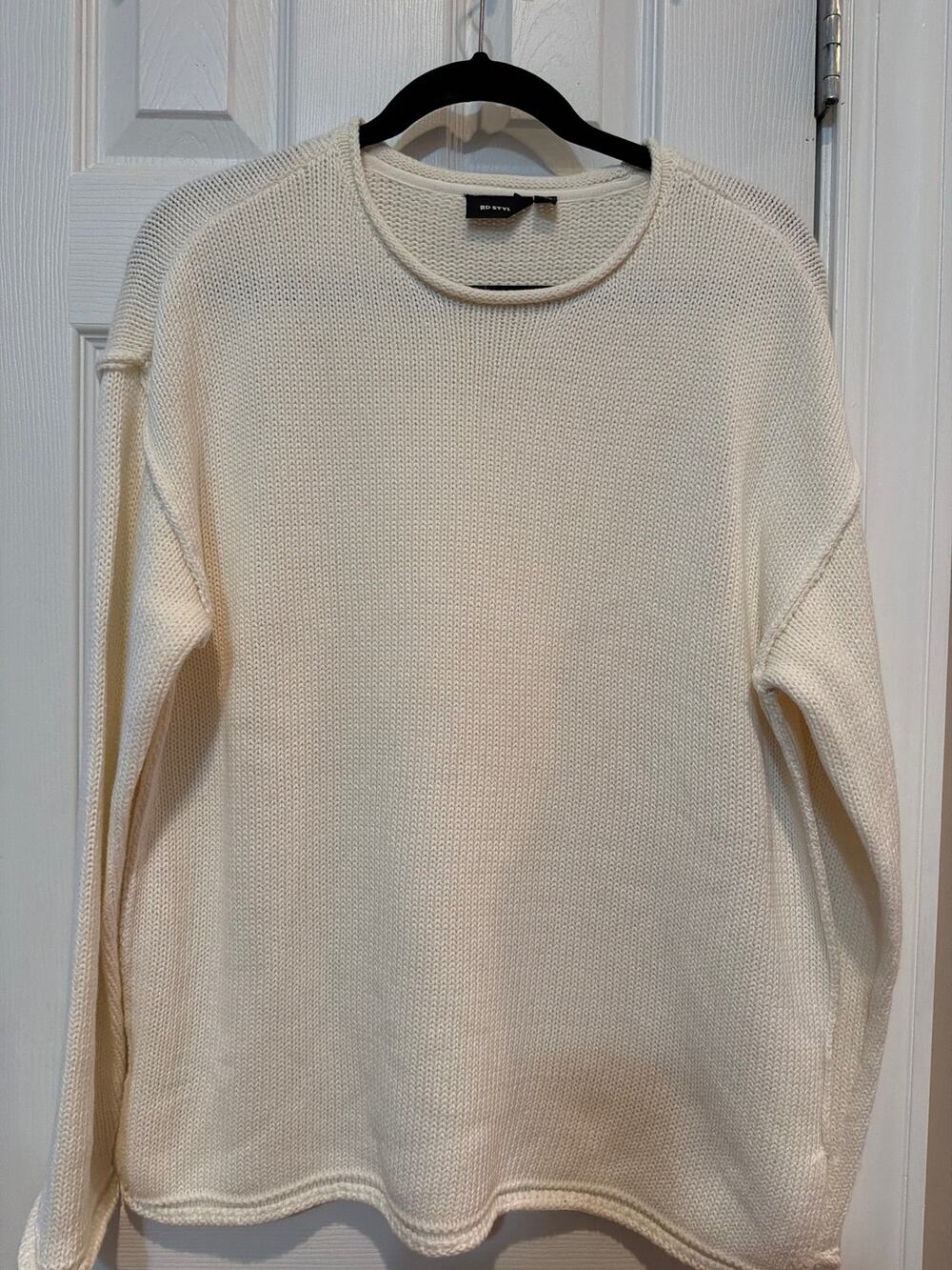 Cream Oversized Roll Neck Knit Sweater Size L - RD Style